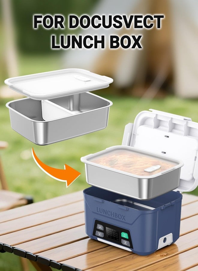 Docusvect 1.3L Replaceable Inner Container for Rechargeable Heated Lunch Box, Stainless Steel Meal Container with Leak-Proof Lid and Removable Tray Divider, Dishwasher Safe - Image 2
